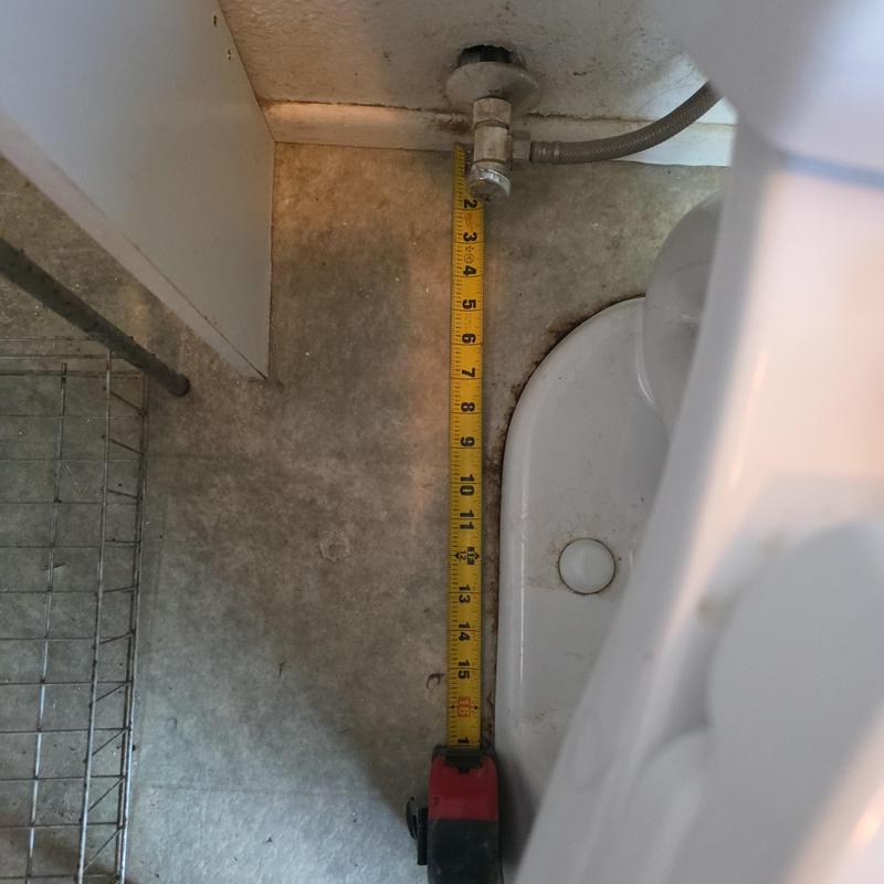 Toilet water shutoff valve and measuring tape