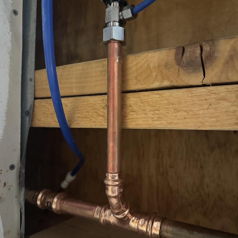 Reverse osmosis system new tee and angle stop installation