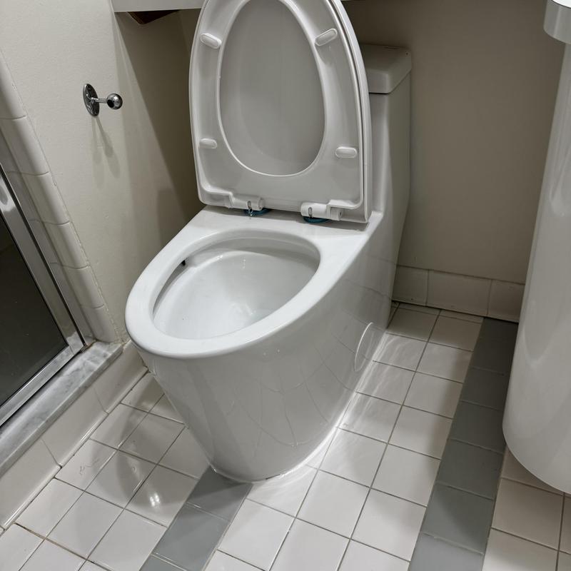 Skirted toilet installation with new angle stops