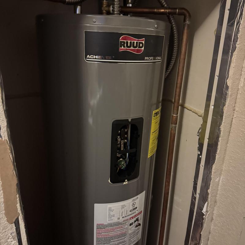 40 gallon Ruud water heater with open panel