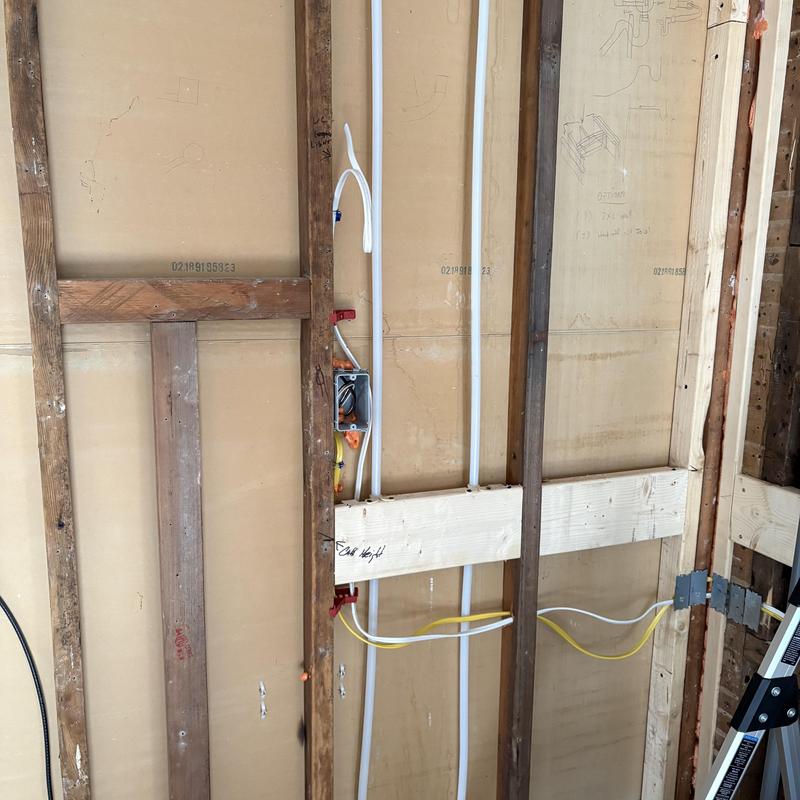 Pex water lines and joist rerouting in wall framing