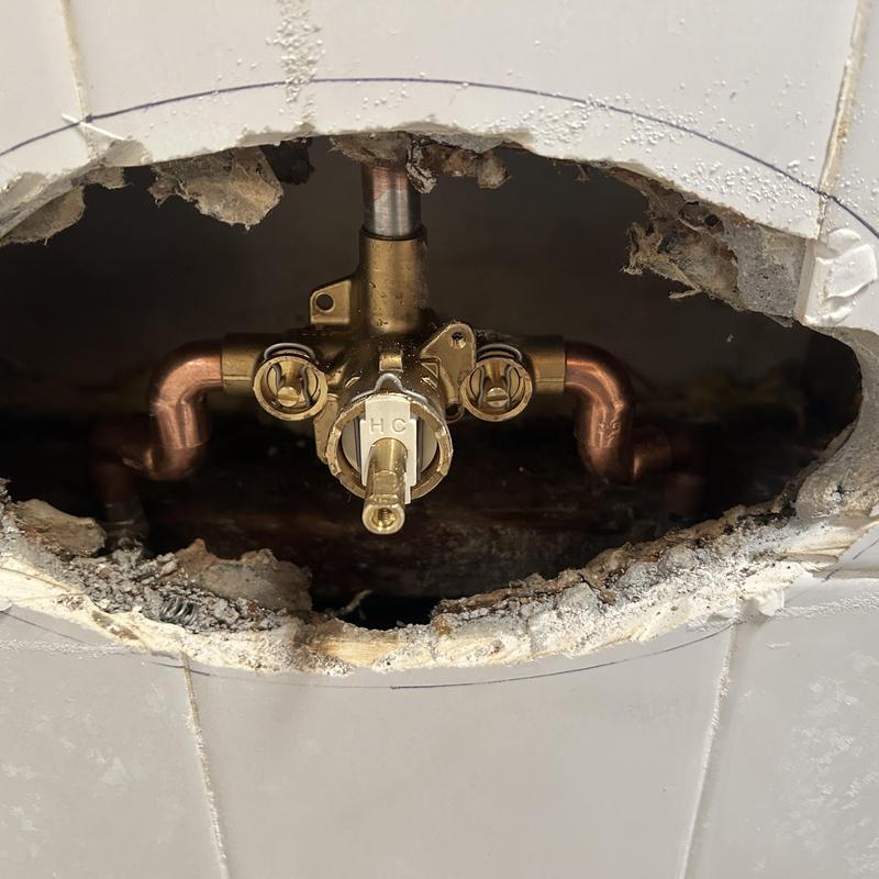 Moen posi temp shower valve inside wall opening