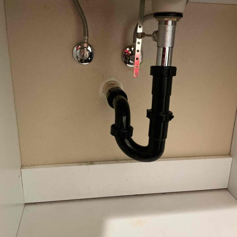 Sink drain trap with new supply lines and angle stops