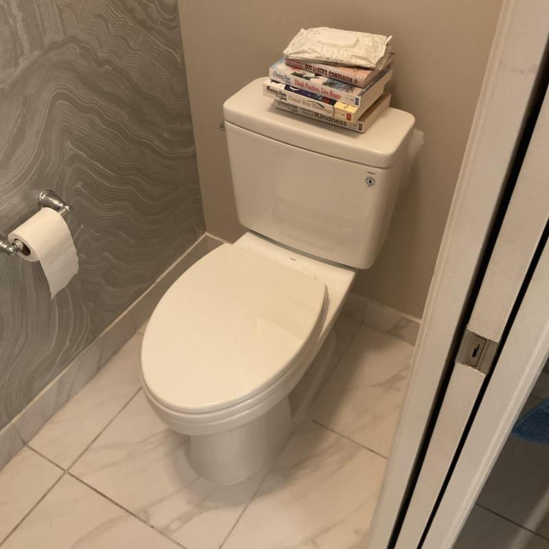 Toto Drake toilet installed in bathroom corner
