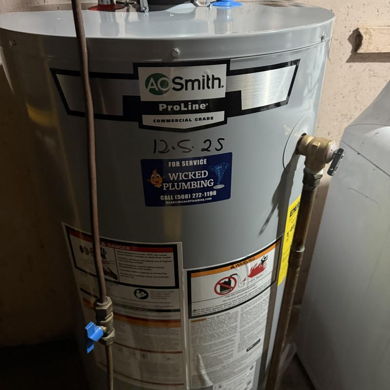 AO Smith water heater with plumbing connections