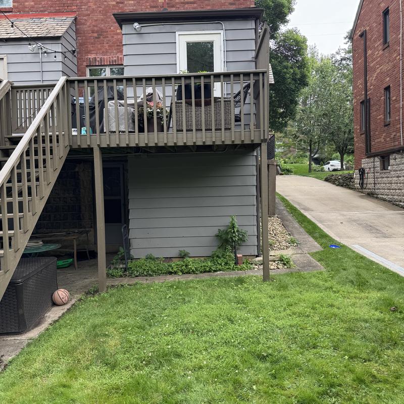 Backyard deck and staircase with railing in Pittsburgh