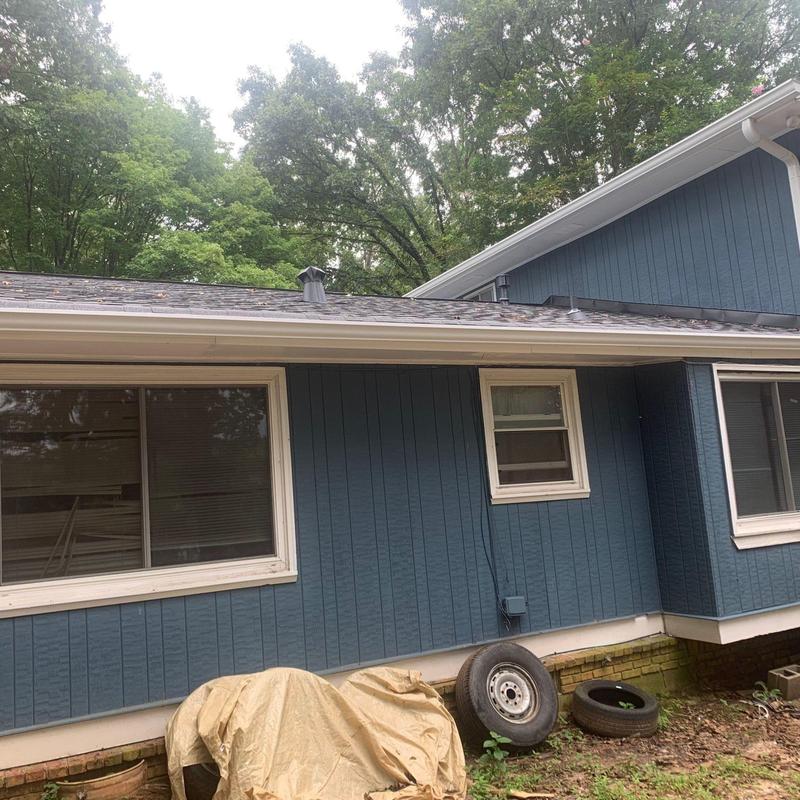 Seamless gutters and roof with Atlas Pristine shingles Seamless gutters and roof with Atlas Pristine shingles