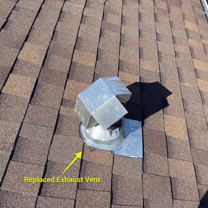 Exhaust vent installed on Atlas Pristine Lifetime shingles Exhaust vent installed on Atlas Pristine Lifetime shingles