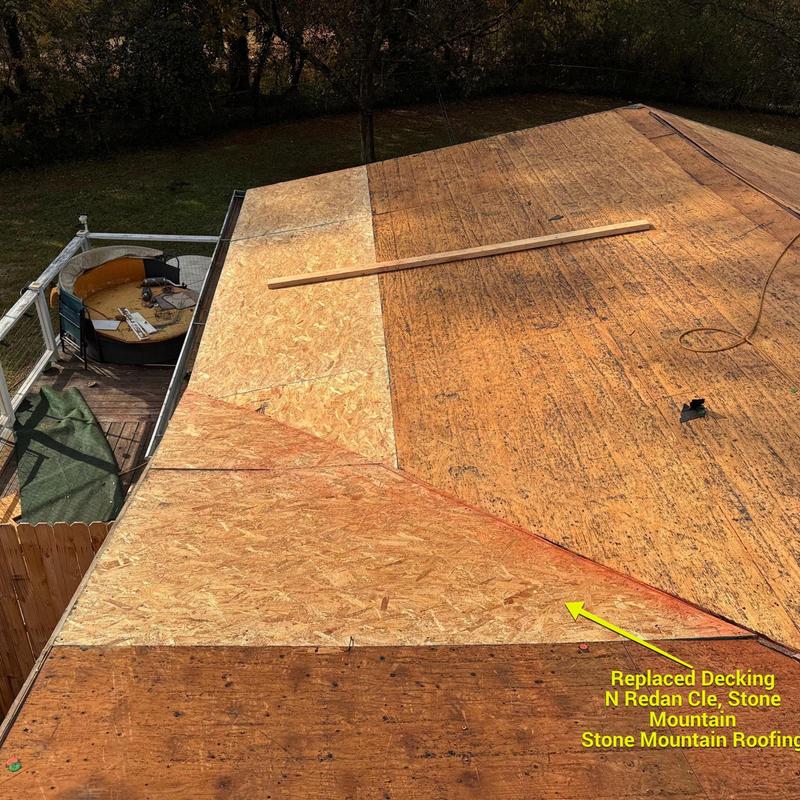 Roof decking replacement on Stone Mountain home Roof decking replacement on Stone Mountain home