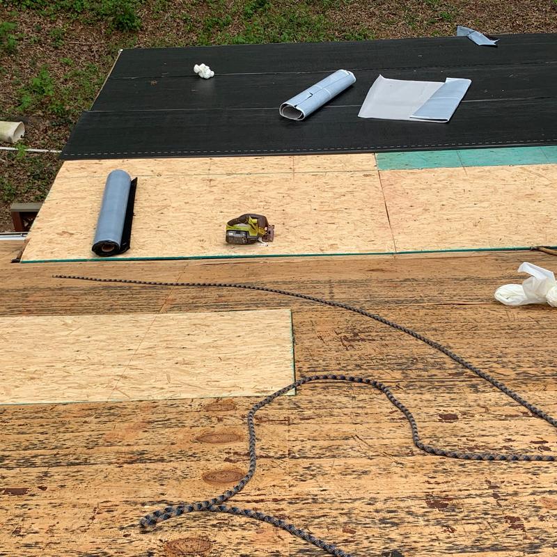 Synthetic roofing underlayment installation on roof decking Synthetic roofing underlayment installation on roof decking