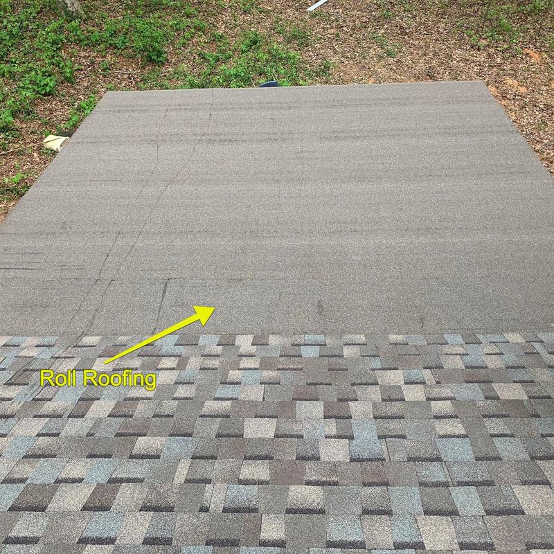 Roll roofing membrane and asphalt shingles installation Roll roofing membrane and asphalt shingles installation