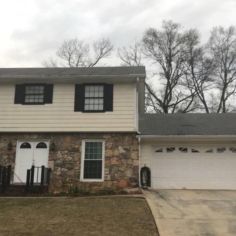 Asphalt shingle roof with storm damage in Tucker, GA Asphalt shingle roof with storm damage in Tucker, GA