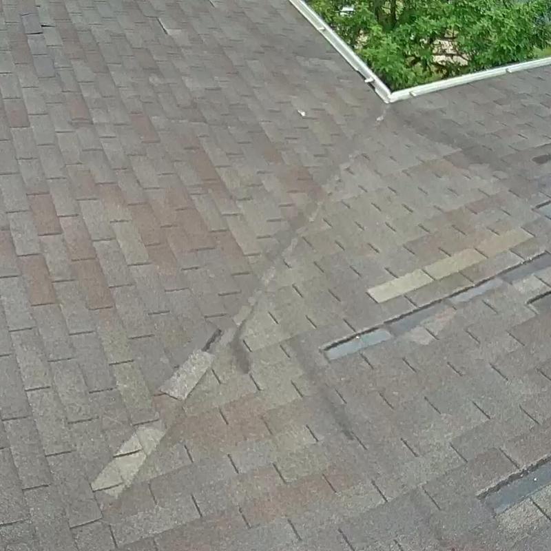 GAF Royal Sovereign 3-tab shingles with damage