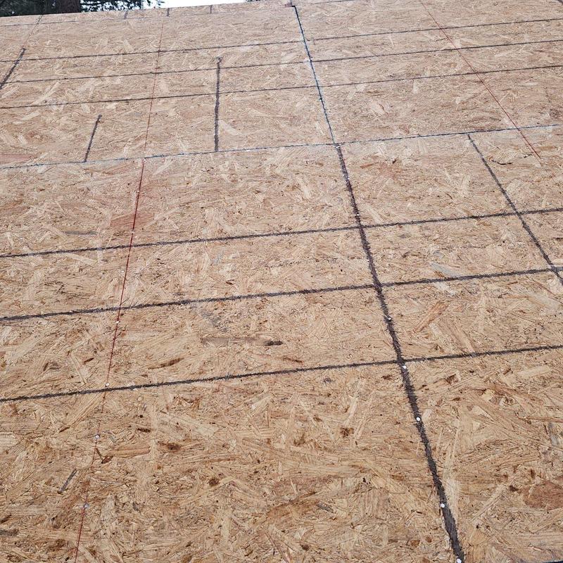 Roof decking installation with layout markings