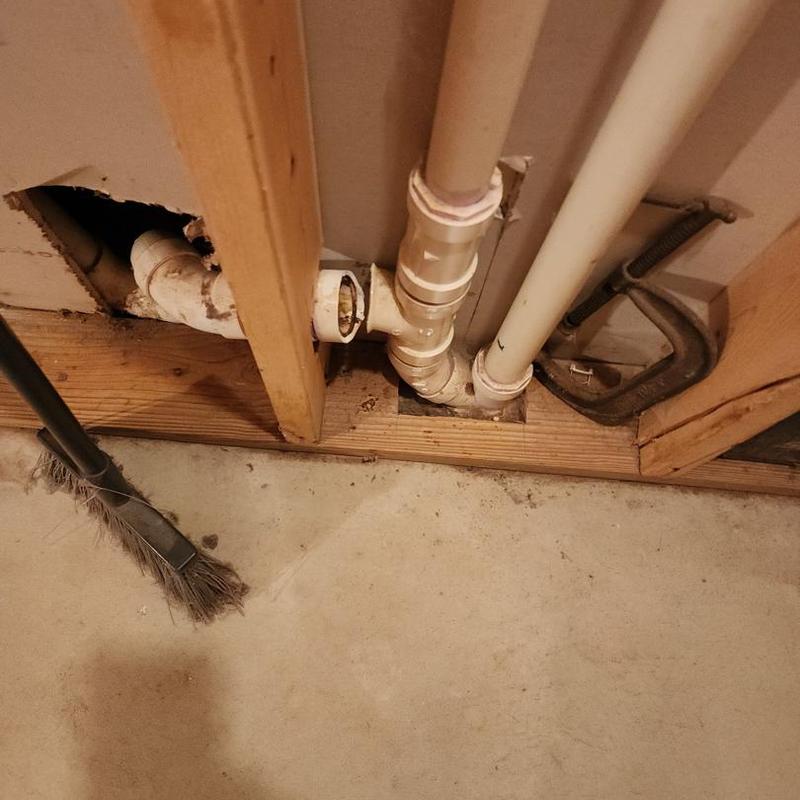 PVC piping and drainage system in basement wall cavity PVC piping and drainage system in basement wall cavity