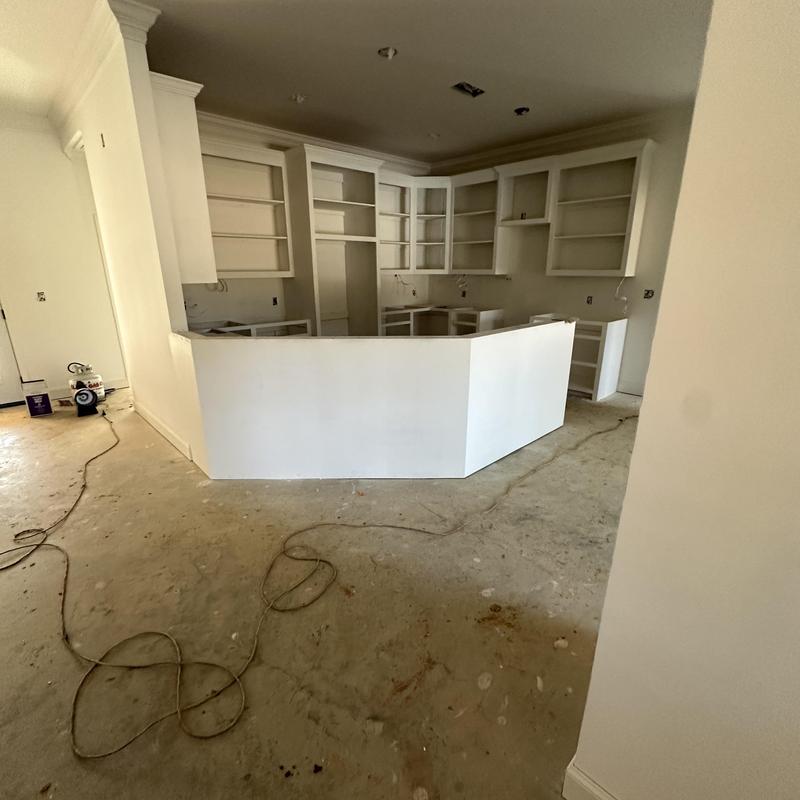 Cabinet walls and trim prep and paint in kitchen Cabinet walls and trim prep and paint in kitchen