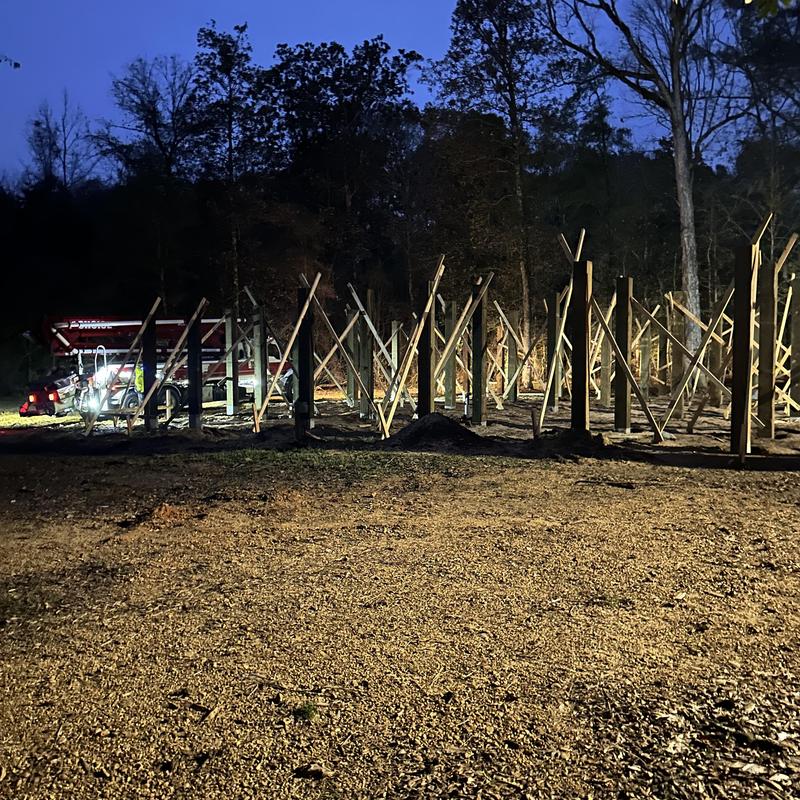 10x10 posts with bracing for camp foundation at night 10x10 posts with bracing for camp foundation at night