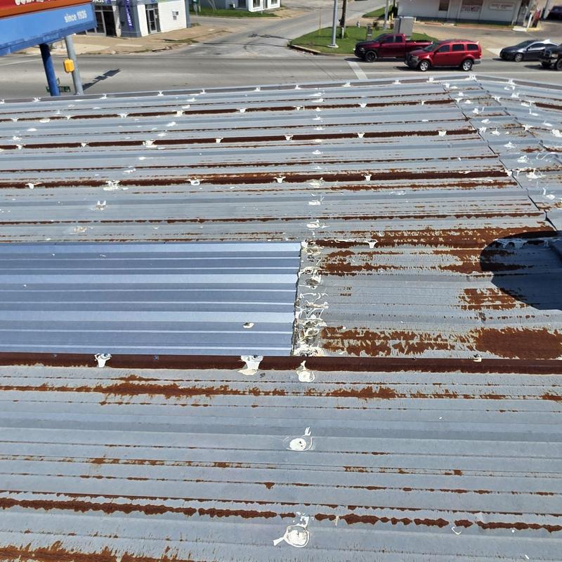 Rusty metal roof panel replacement and sealing in Terrell TX Rusty metal roof panel replacement and sealing in Terrell TX