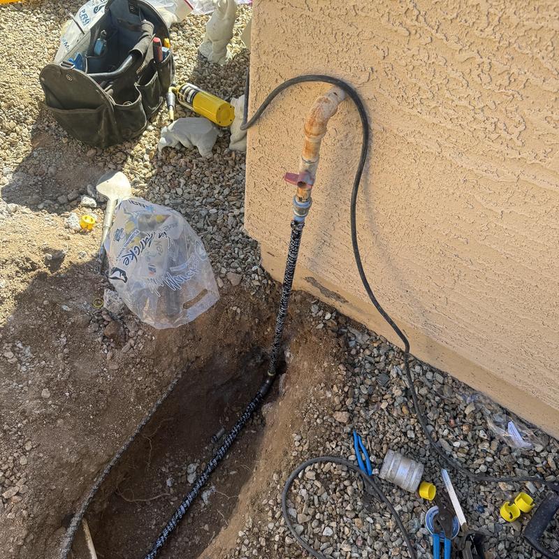 Gas line installation for backup generator in trench