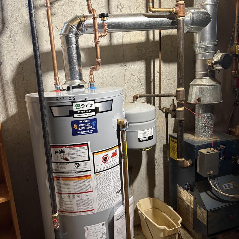 40-gallon gas water heater with upgraded vent pipe
