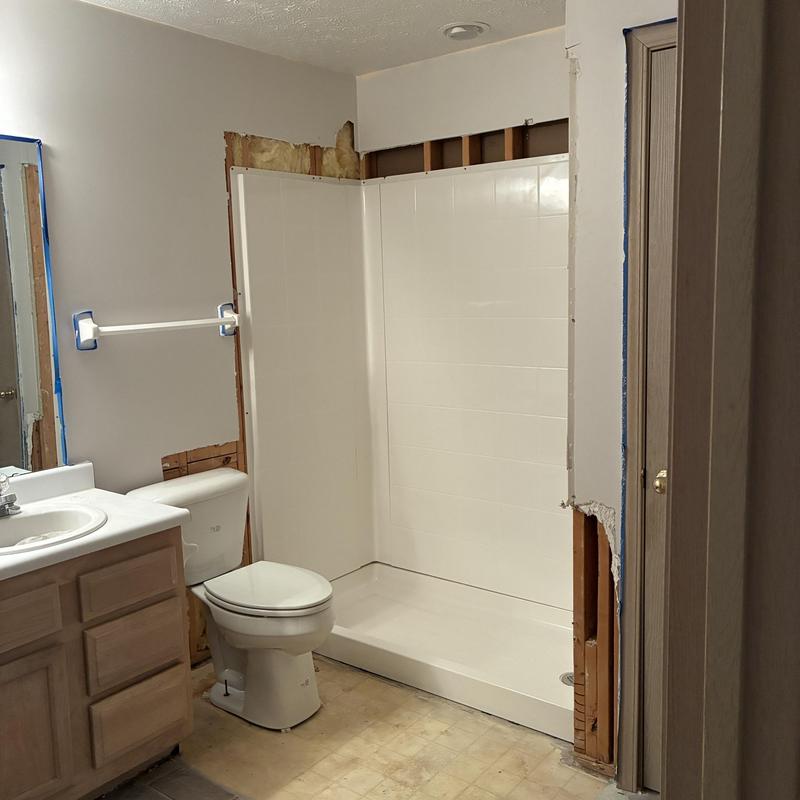 Shower enclosure and toilet installation in bathroom