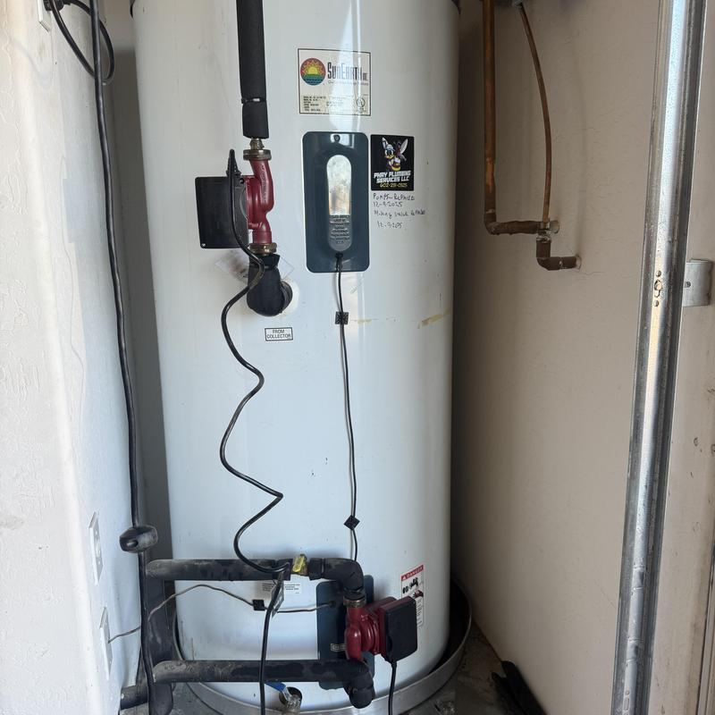 Solar water heater recirculation pumps and mixing valve