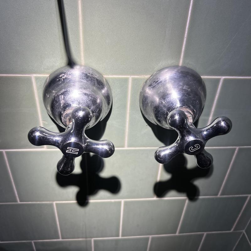 Shower valve stems with hot and cold handles
