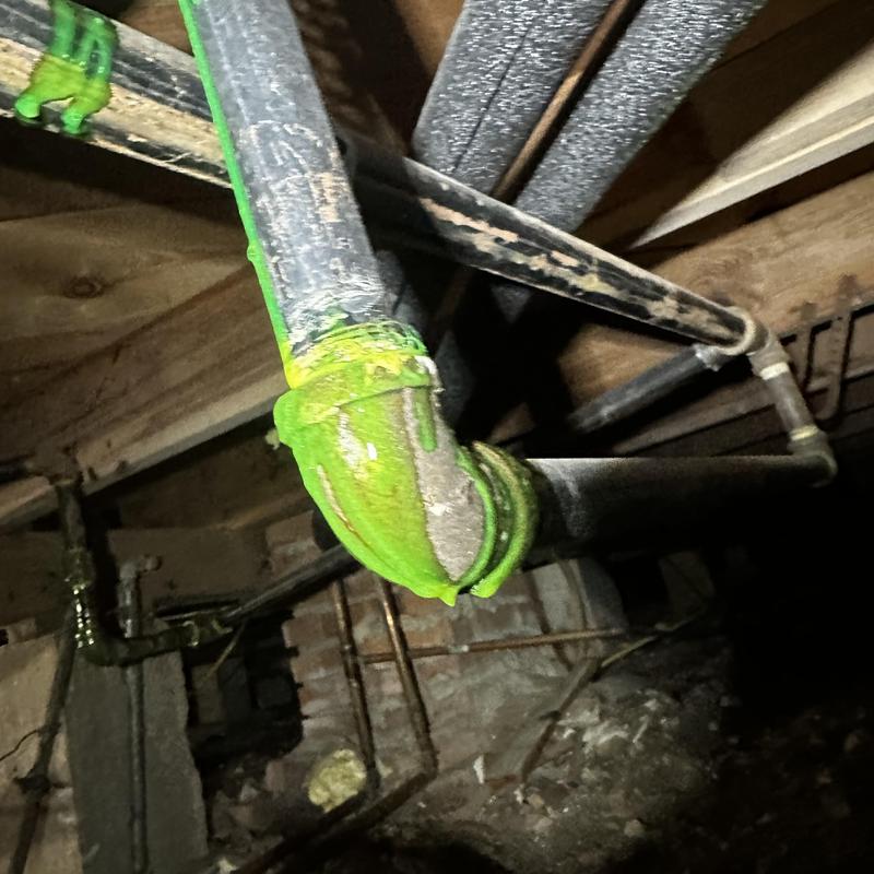 Gas line leak at elbow joint in crawl space