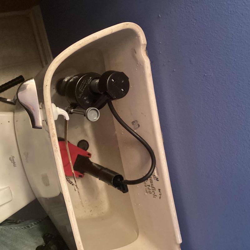 Toilet tank components with fill valve and flush valve