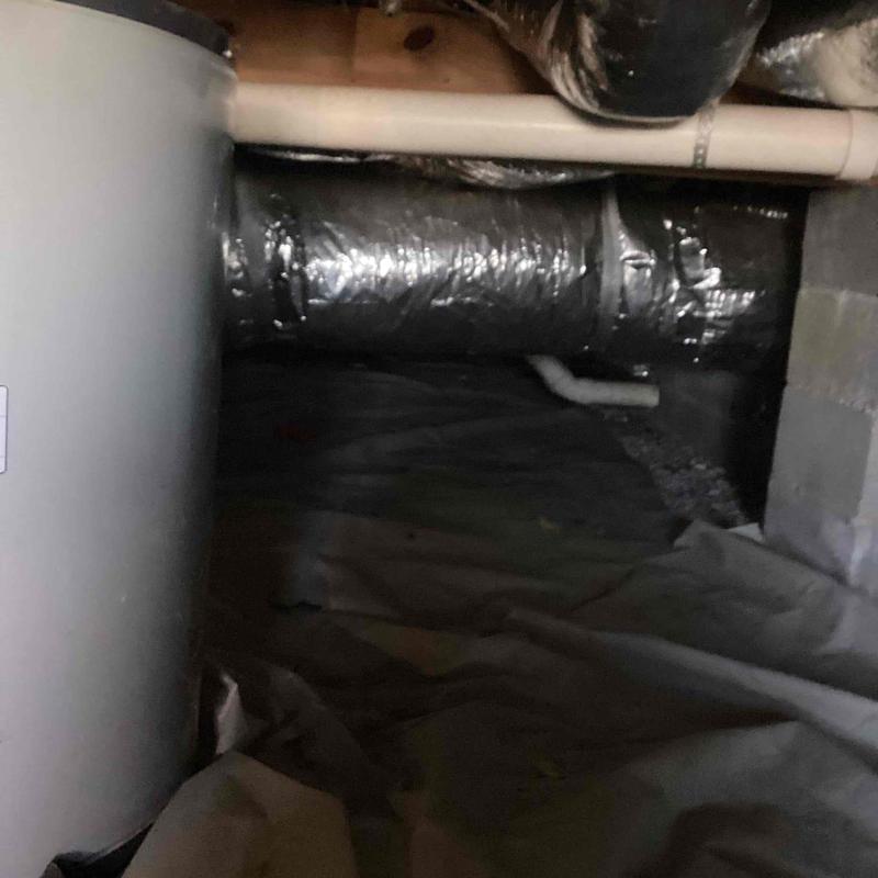 Bathroom tub p-trap in crawl space inspection