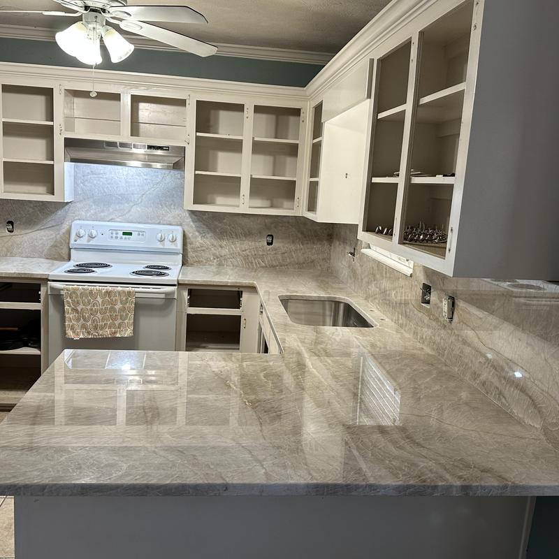 Granite kitchen countertops and backsplash installation Granite kitchen countertops and backsplash installation