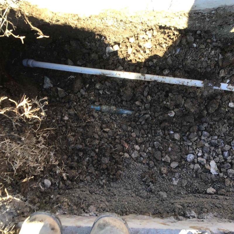 Waterline pipe exposed during concrete busting repair
