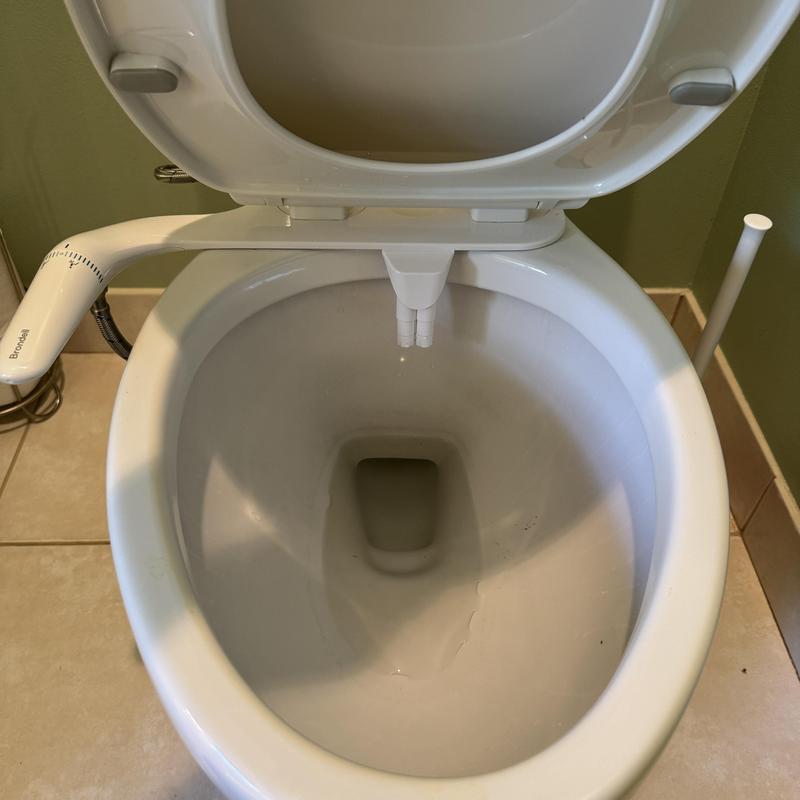 Bidet seat installed on toilet bowl