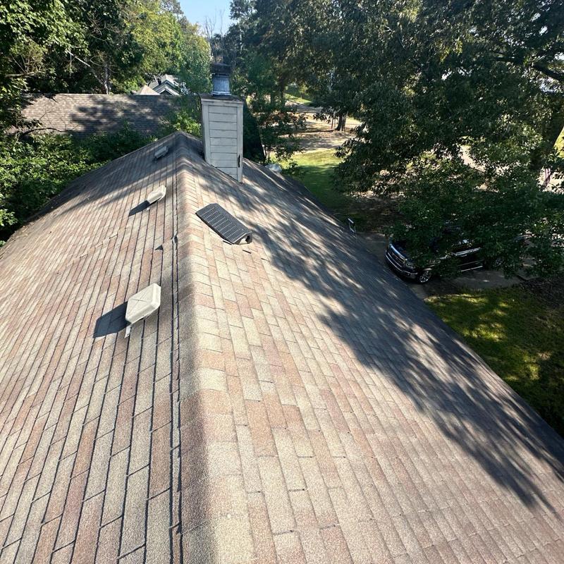 Asphalt shingle roof inspection with vents and chimney Asphalt shingle roof inspection with vents and chimney