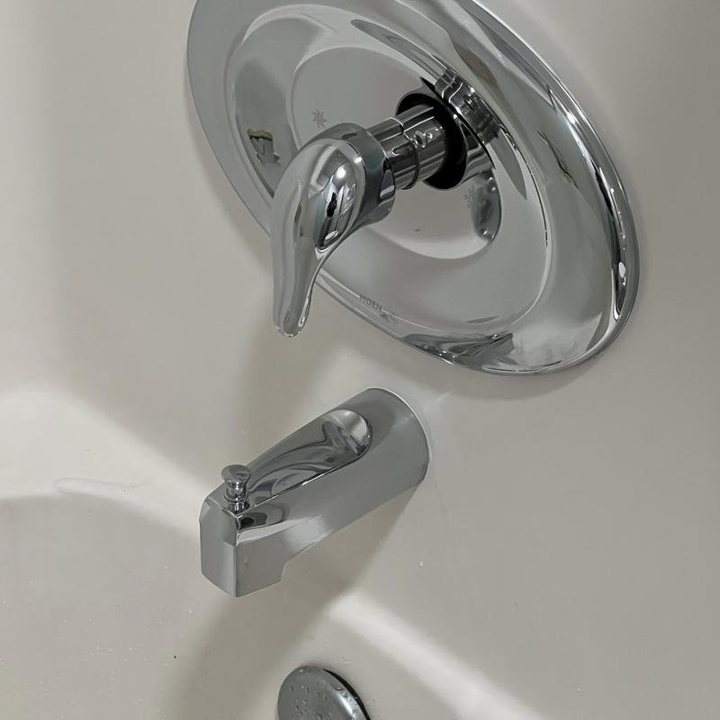 Tub shower valve and faucet with new trim installed