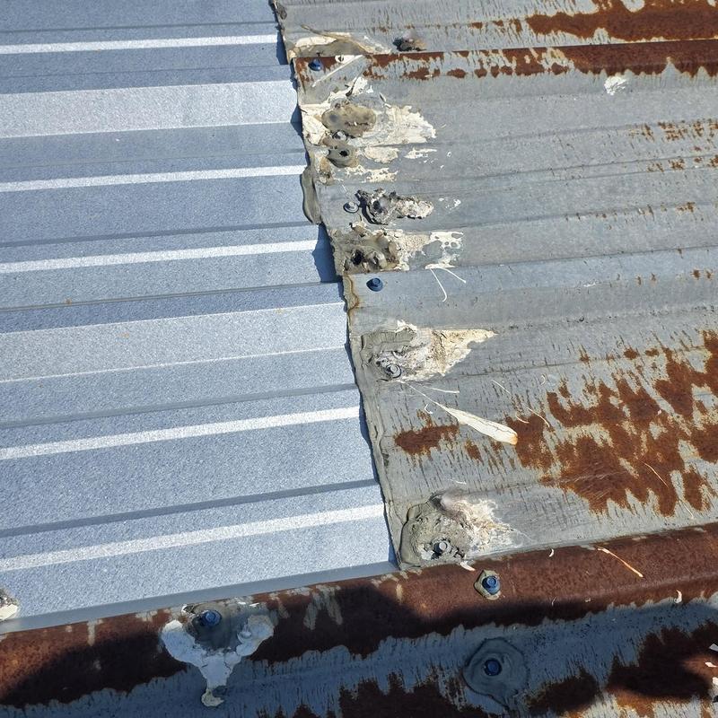 Metal roof panels with hail and wind damage repair Metal roof panels with hail and wind damage repair