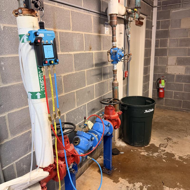 Backflow preventer test with digital gauge device