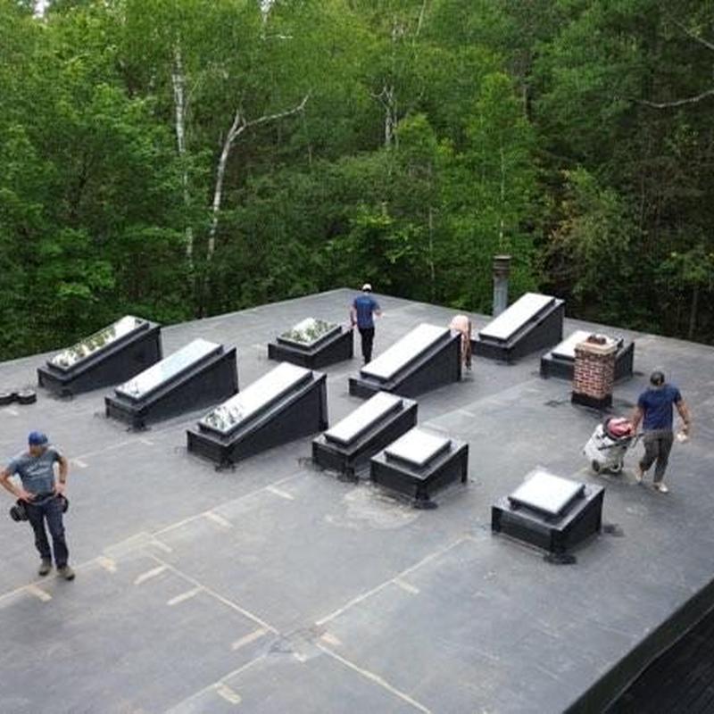 GenFlex EPDM rubber roof with skylight curbs installation GenFlex EPDM rubber roof with skylight curbs installation