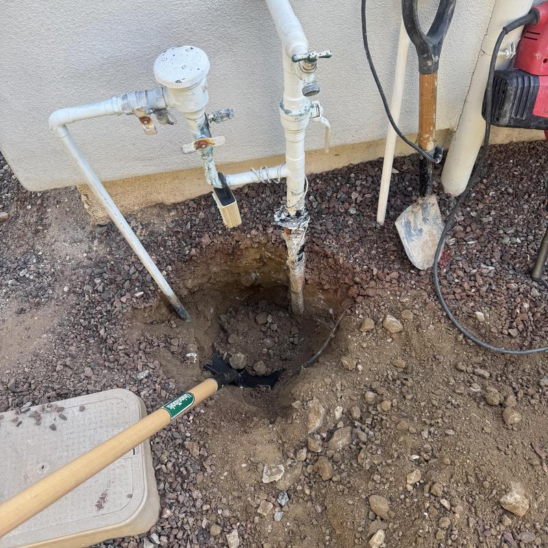 Mainline water service pipe replacement excavation