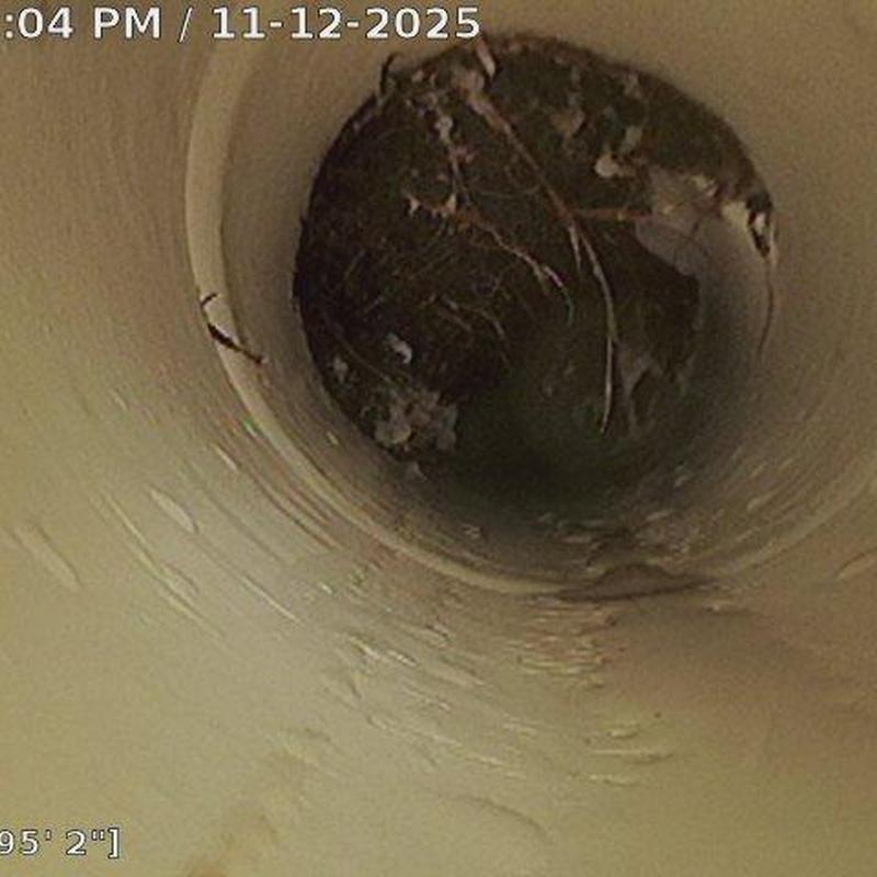 Main drain pipe blockage with debris inside