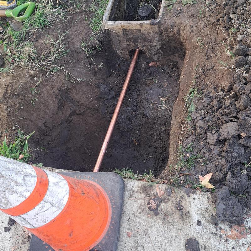 Copper water pipe replacement in ground trench Copper water pipe replacement in ground trench