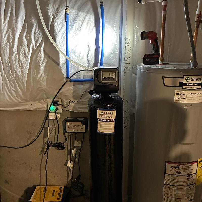 48k grain metered water softener installation system