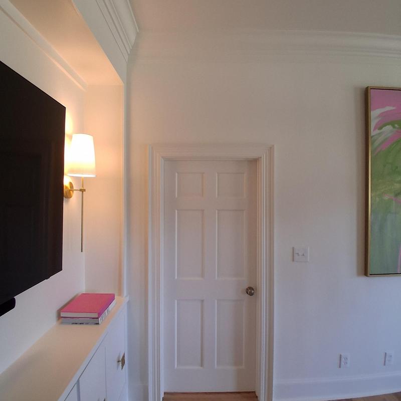 Crown moulding and baseboard installation with paint Crown moulding and baseboard installation with paint