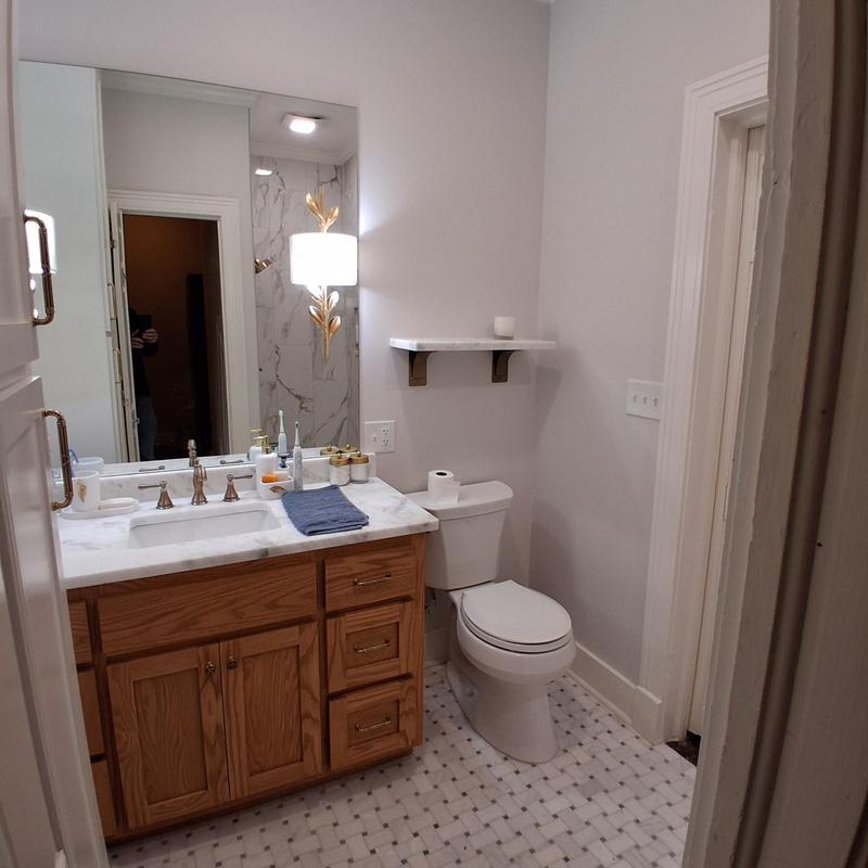 Marble countertop and custom cabinet bathroom remodel Marble countertop and custom cabinet bathroom remodel