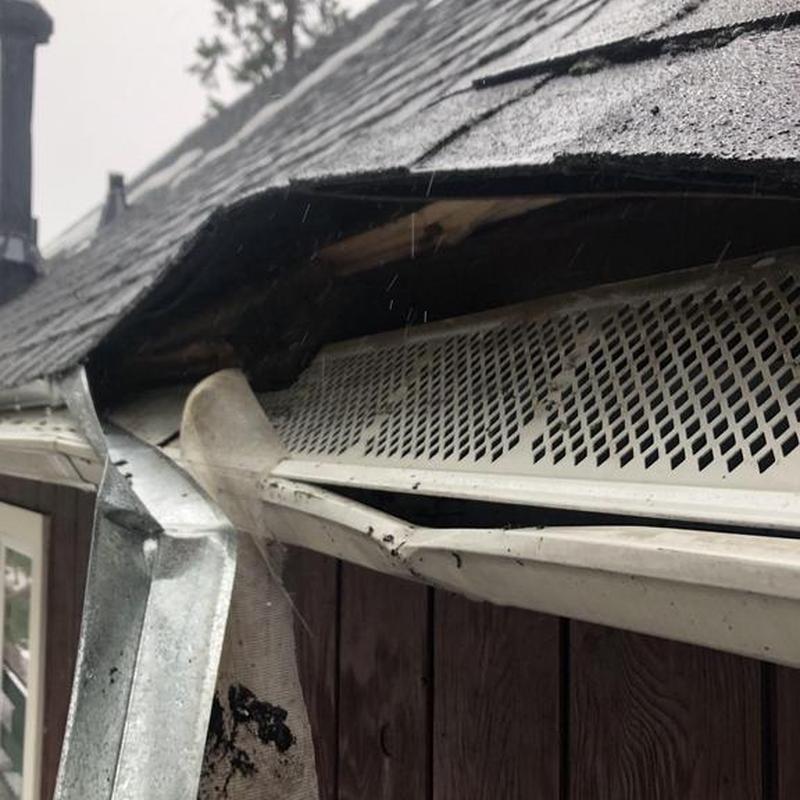 Roof soffit and gutter damage after storm in Avery CA