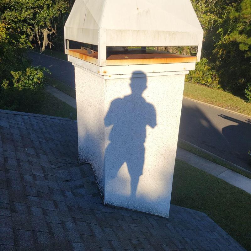 Chimney demolition and roof sheathing installation Chimney demolition and roof sheathing installation