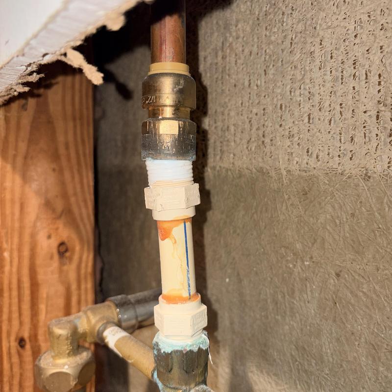 Uponor PEX-A pipe with brass adapters connection