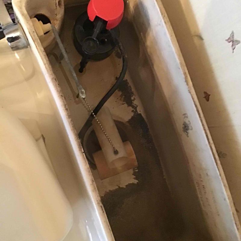 Toilet tank with fill valve and flapper chain