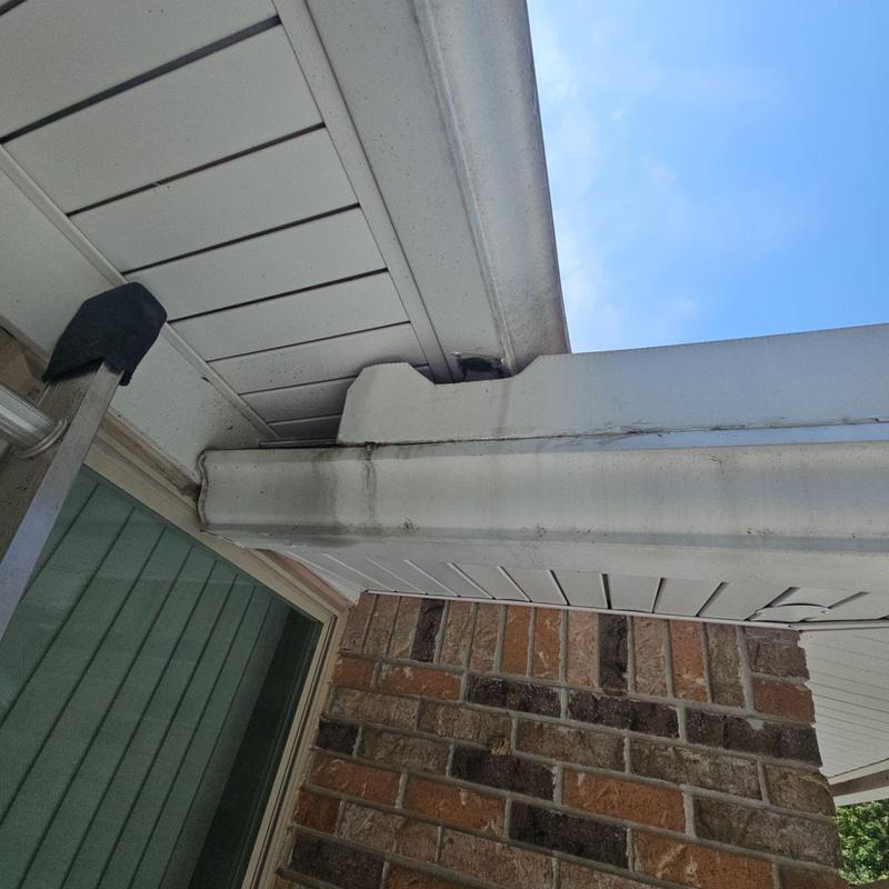 Gutter splash guard and outside corner resealed Gutter splash guard and outside corner resealed