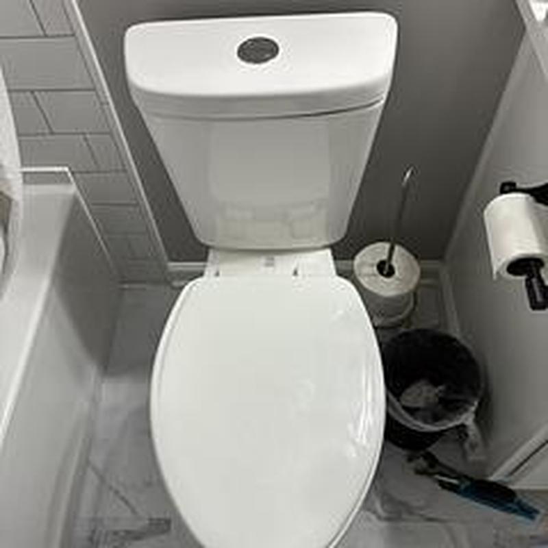 Toilet auger clearing trapway debris in bathroom